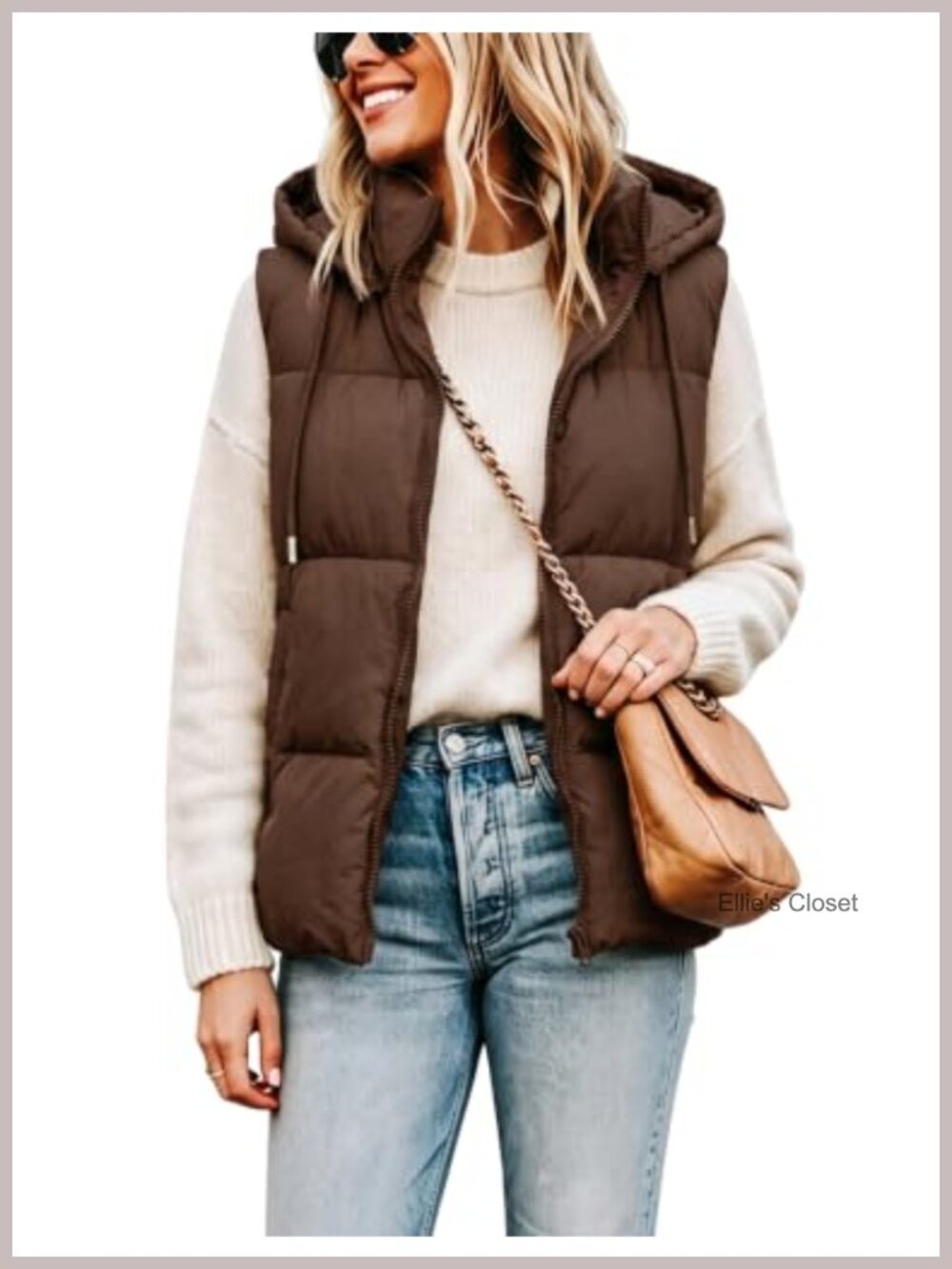 Women's Quilted Puffer Vest Removable Hood Sleeveless Winter Coat